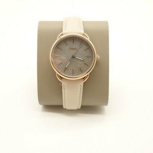 Fossil Taylor White Leather Gray Glitter Women`s Watch ES4421