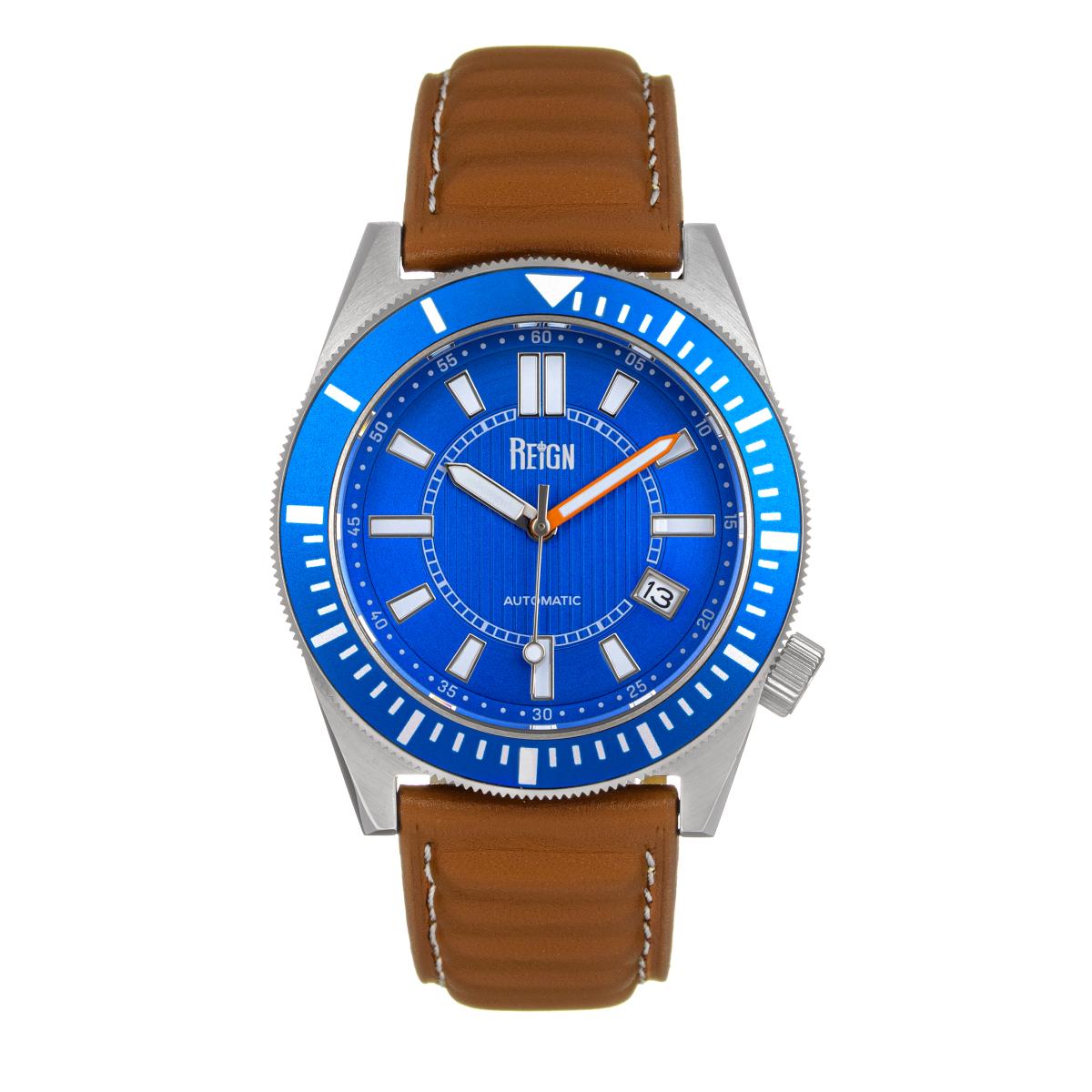 Reign Francis Leather-band Watch W/date- -brown/blue