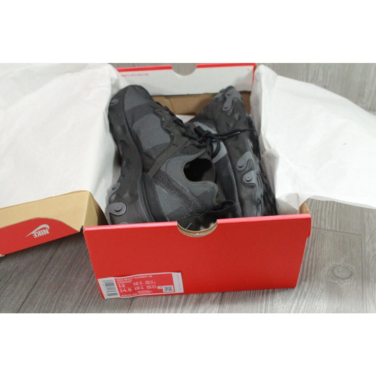Nike React Element 55 Running Shoes Black Dark Gray BQ6166-008 Men`s 10.5  -13