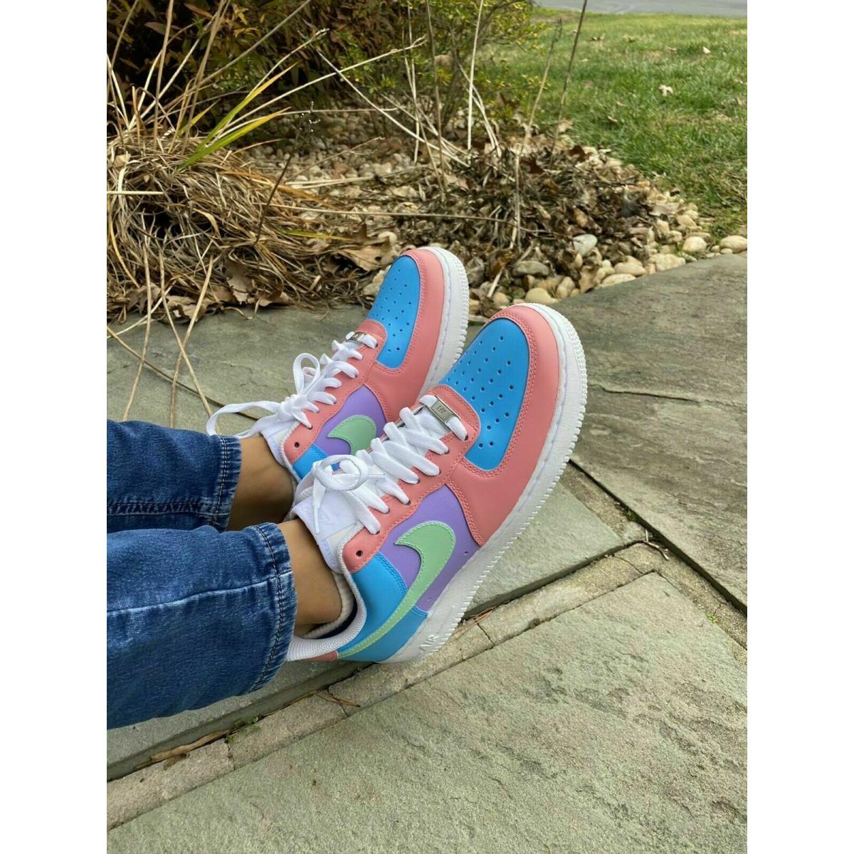 Air Force 1 Custom Shoes Pastel Paradise Easter Green Blue Pink