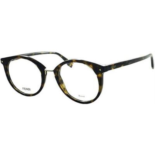 Fendi FF 0393 0086 Dark Havana Eyeglasses 52x17x145mm