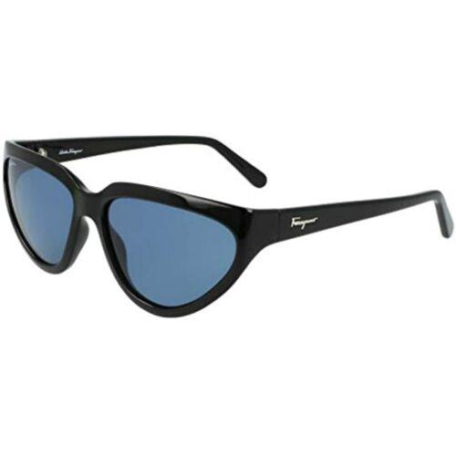 Salvatore Ferragamo Women Sungla SF1017S 001 Black/blue Oval Cat Eye 100%UV 60