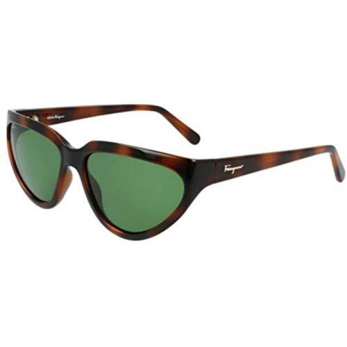 Salvatore Ferragamo Women Sunglasses SF1017S 214 Tortoise/green Oval Cat Eye 60