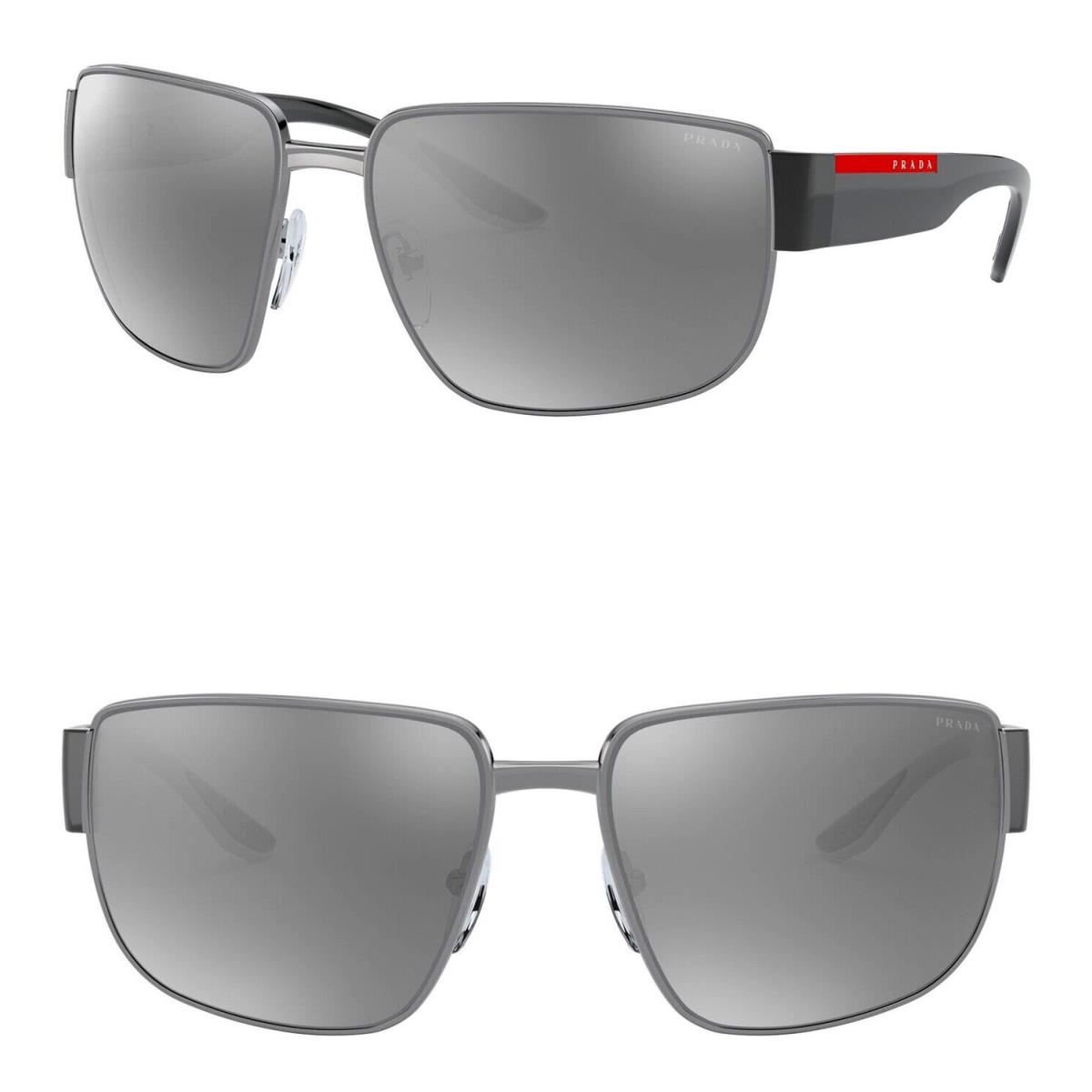 Prada 56V Linea Rossa Sport Gray Silver Mirrored Sunglasses Pilot PS56VS