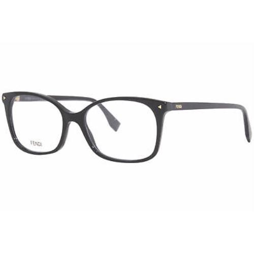 Fendi FF0414 807 Eyeglasses Frame Women`s Black Full Rim Square Shape 53mm