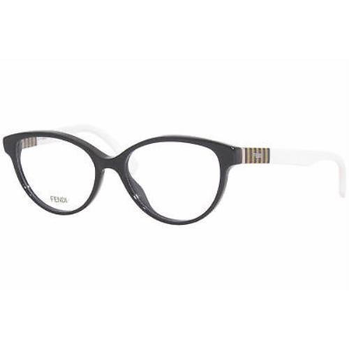Fendi FF0016 7TX Eyeglasses Frame Women`s Black/white Full Rim Oval Shape 53mm