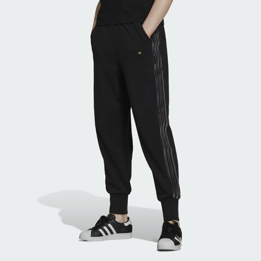 Adidas Originals Women`s Cuffed Pants with Velvet Stripes Trefoil Rivet H18036