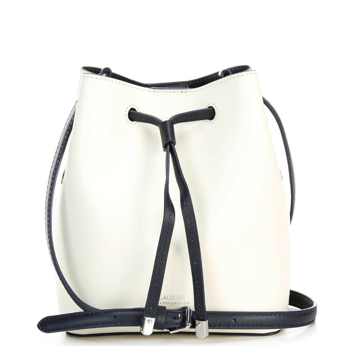Ralph Lauren Debby Drawstring Bucket Bag Vanilla Black Leather - Black Exterior