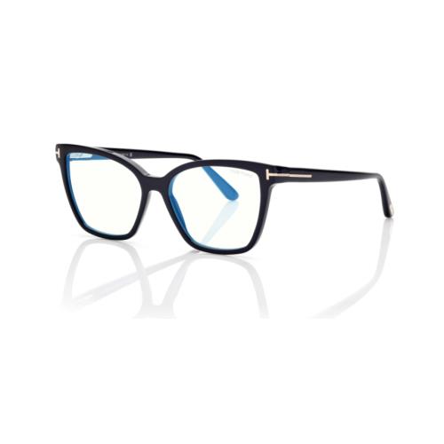 Tom Ford FT5812B 001 Shiny Black Blue Block Butterfly Women`s Eyeglasses