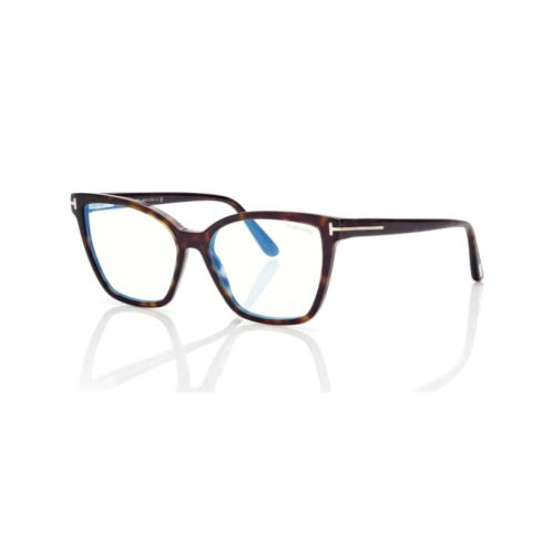 Tom Ford FT5812B 052 Dark Havana Blue Block Butterfly Women`s Eyeglasses