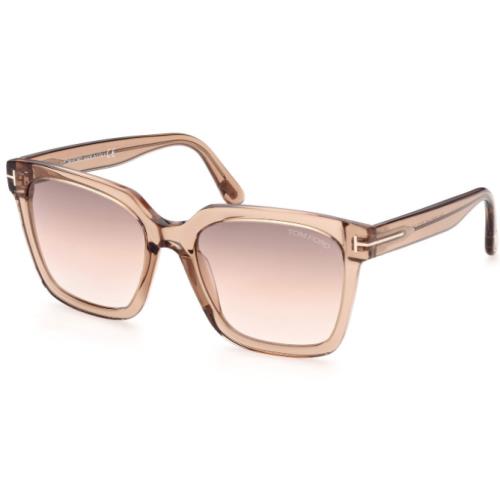 Tom Ford FT 0952 Selby 45G Transparent Brown/sand Gold Mirrored Sunglasses - Frame: Transparent Brown, Lens: Brown-To-Sand / Gold