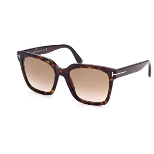 Tom Ford FT 0952 Selby 52F Shiny Dark Havana Brown Gradient Women Sunglasses - Shiny Dark Havana Frame, Brown Lens