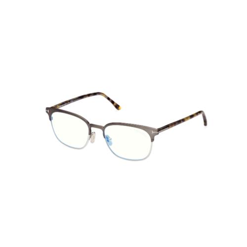 Tom Ford FT5799B 009 Matte Dark Gunmetal/grey Havana Blue Block Men`s Eyeglasses