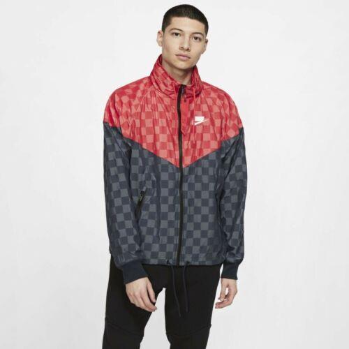 Nike Windrunner Jacket Checkered Red and Black Nsw - Size Large AR1958-475