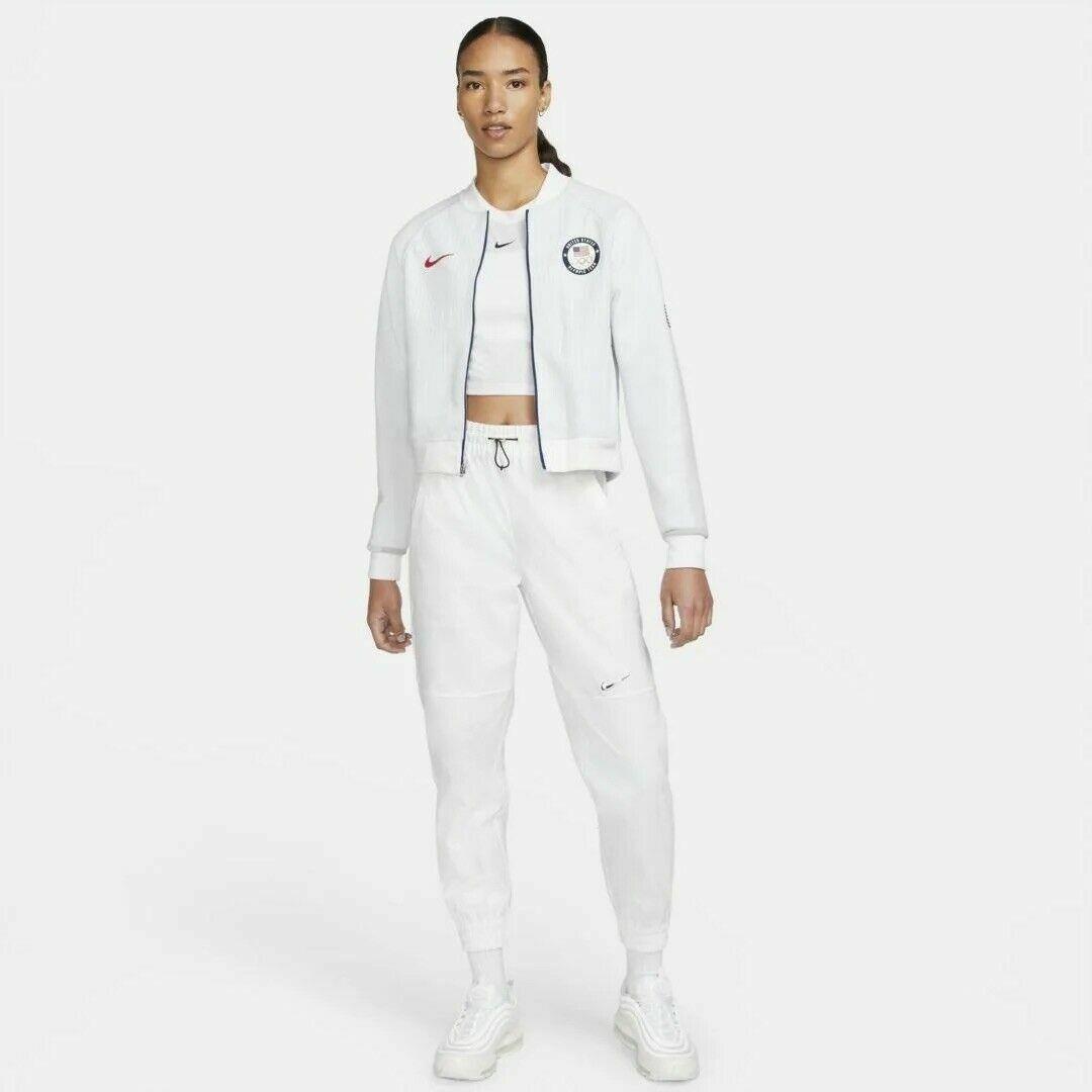 Nike Women`s Nsw Team Usa Olympic Knit Jacket White CK4626-100 Size L