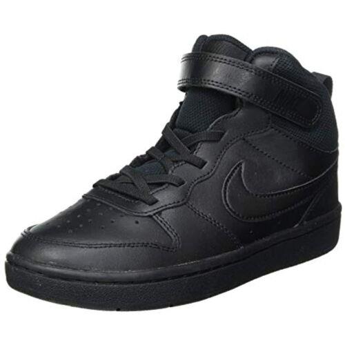 Nike Court Borough Mid 2 gs Casual Shoes Big Kids Cd7782-001 Size 6.5 Y - Black/Black/Black