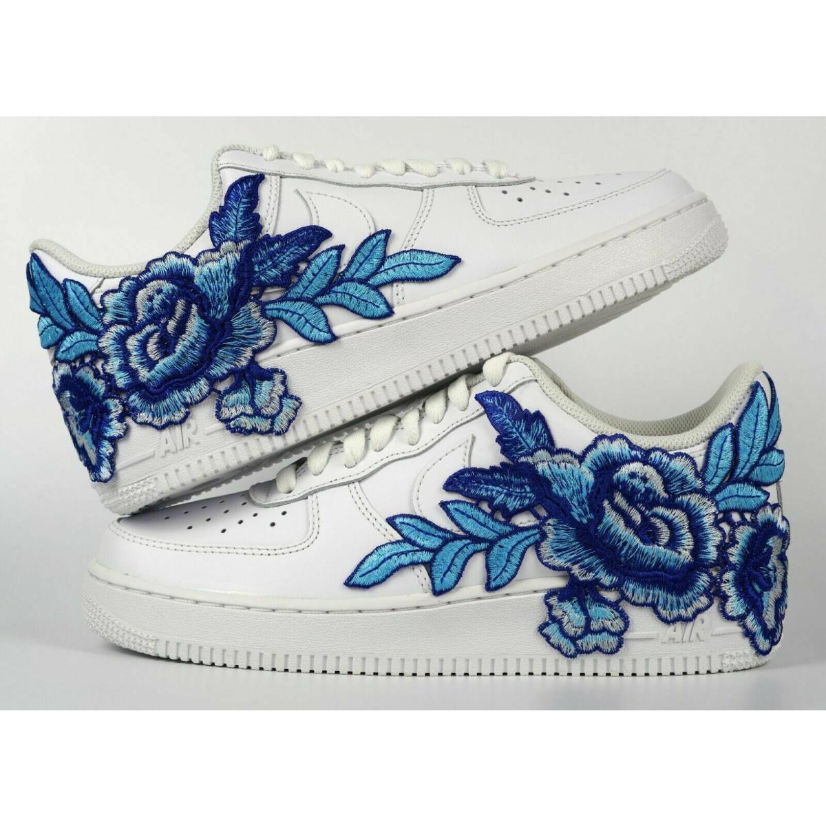 blue flower nike shoes