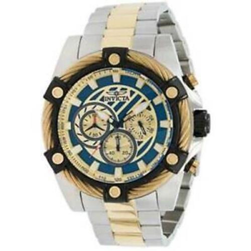 Invicta Men`s 38957 Bolt Quartz Chronograph 52mm Blue Dial Two Tone Watch