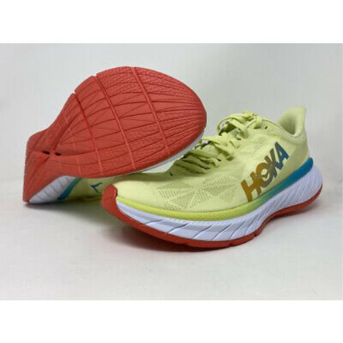 Hoka Men`s Carbon X 2 Running Shoes Luminary Green/hot Coral 11.5 D M US