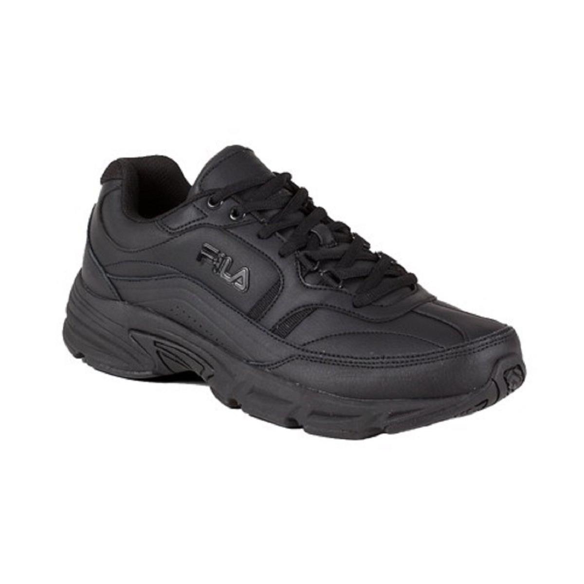 Fila Mens Memory Foam Workshift Slip-resistant Black Medium Wide Shoes Sneakers - Black