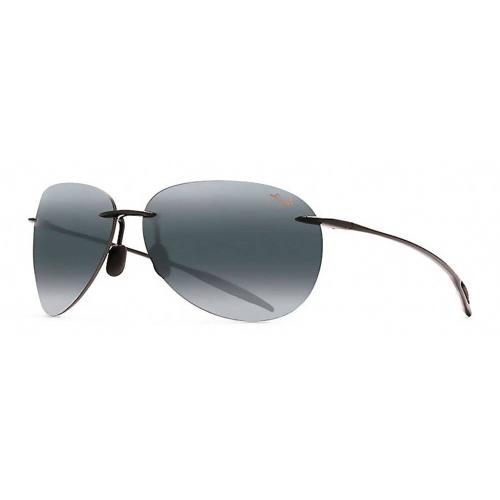 Maui Jim Sugar Beach 421-02 Gloss Black Rimless Frame / Gray Lens