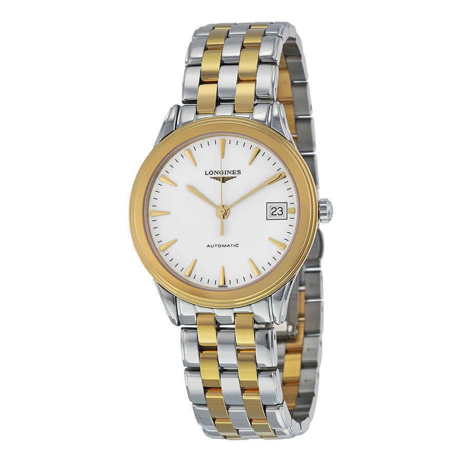 Longines La Grande Classique Flagship Automatic Men`s Watch L47743227 - Dial: White, Band: Silver, Gold, Bezel: Gold