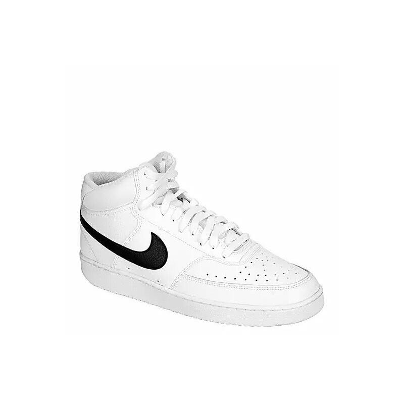 Nike Court Vision Mid High Top Men`s Shoes Sneakers Trainers White/Black Logo