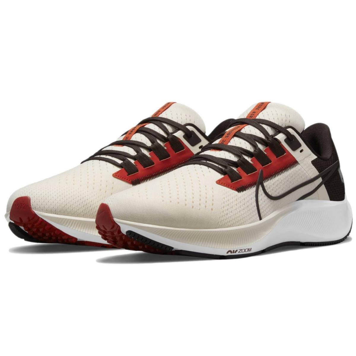 Nike Men`s Nfl x Air Zoom Pegasus 38 `cleveland Browns` Shoes DJ0815-100 - Natural/Seal Brown-Team Orange