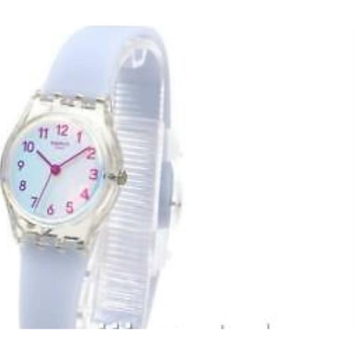 Swiss Swatch Casual Blue Petite Silicone Women Watch 25mm LK396 - Face: White, Dial: White, Band: Blue