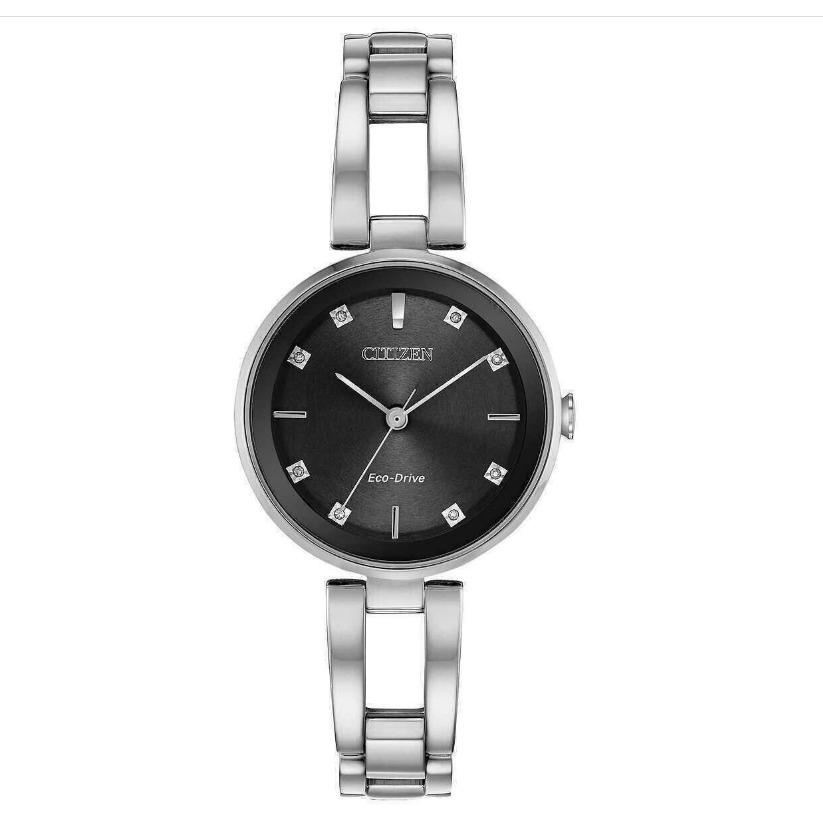 Citizen Women s Stainless Steel Black Dial Silver Tone Watch EM0636-55F