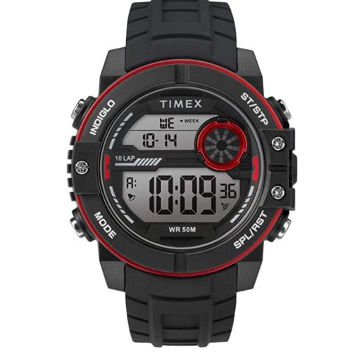 Timex Men`s Dgtl Sphere 45 mm Chronograph Silicone Strap Watch TW5M34800 - Dial: Gray, Band: Black