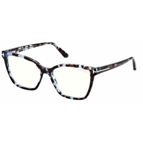 Tom Ford FT5812B 055 Blue Havana / Blue Block Butterfly Women`s Eyeglasses