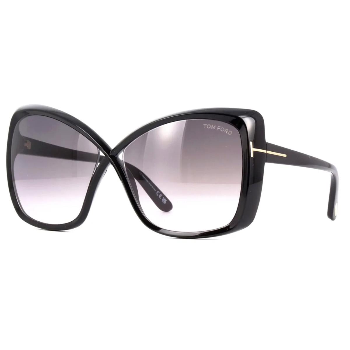 Tom Ford Jasmin FT0943 01B Sunglasses Shiny Black Frame Gray Gradient Lens 63mm