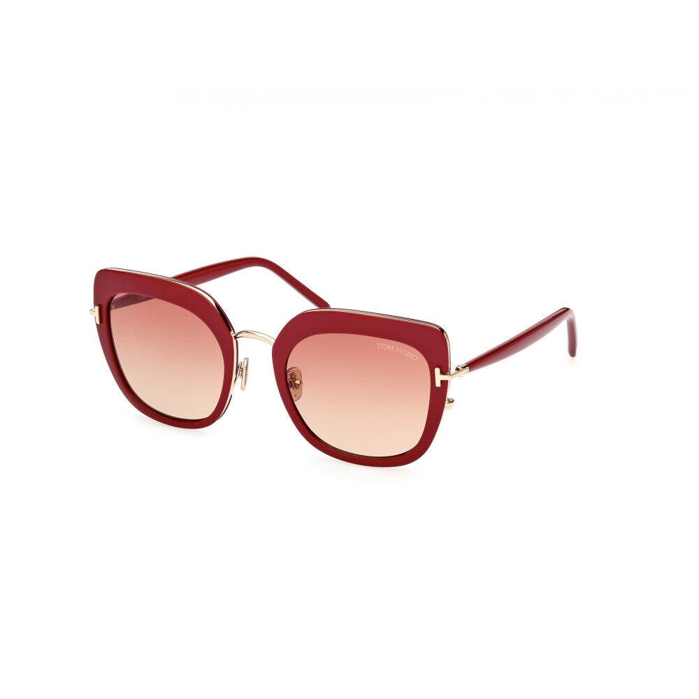 Tom Ford Square Sunglasses FT0945-66T-55 Red Frame Gradient Bordeaux Lenses