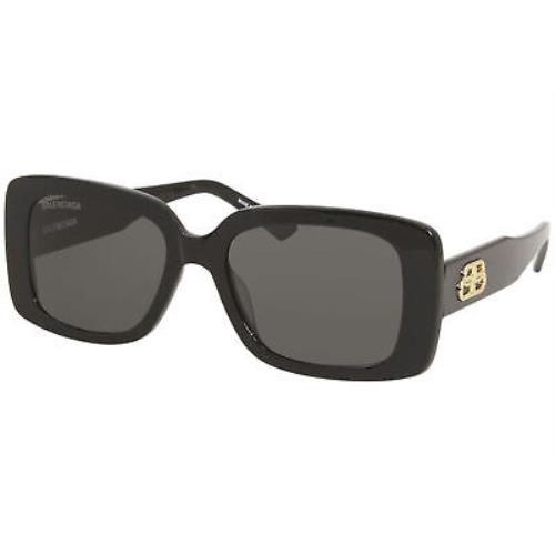 Balenciaga BB0048S 001 Sunglasses Women`s Black/grey Lenses Fashion Square 52-mm