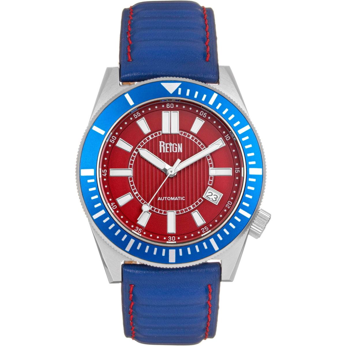 Reign Francis Leather-band Watch W/date Blue/red One Size REIRN6306