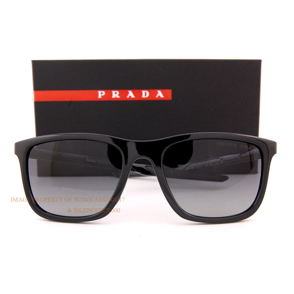 Prada Sport Linea Rossa Sunglasses PS 10WS 1AB 06G Black/greypolarized