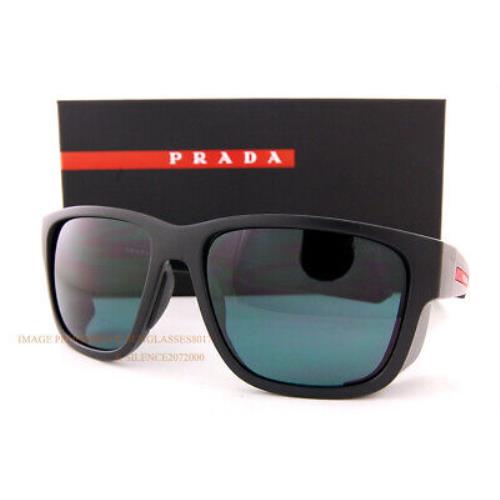 Prada Sport Linea Rossa Sunglasses PS 07WS DG0 09R Black Rubber/blue
