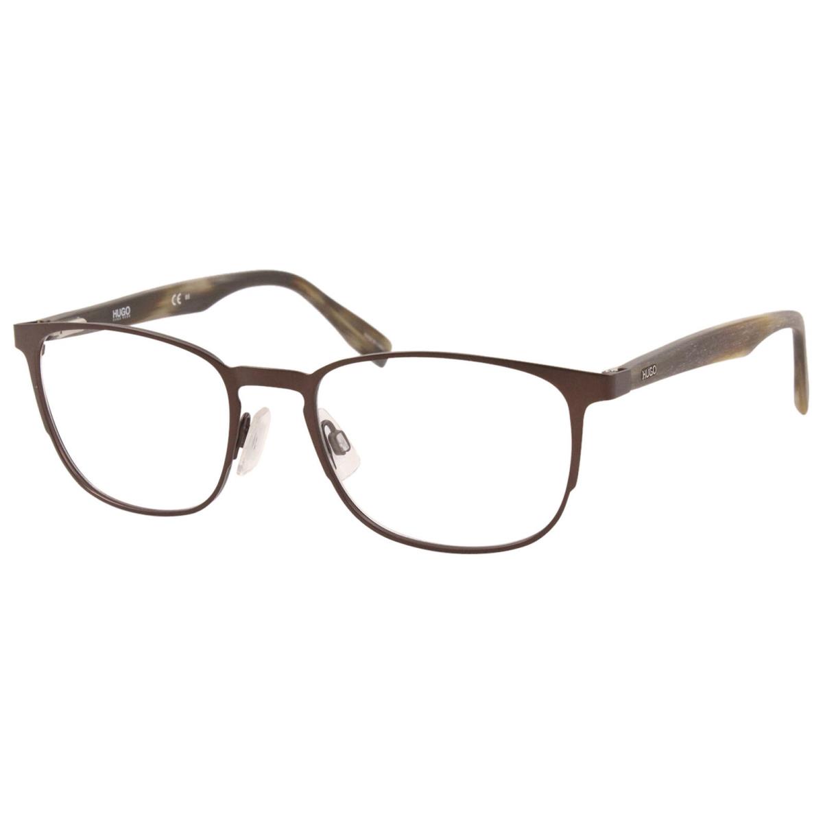 Hugo Boss 0304 BU0 Eyeglasses Men`s Brown Horn Walnut Optical Frame 53mm