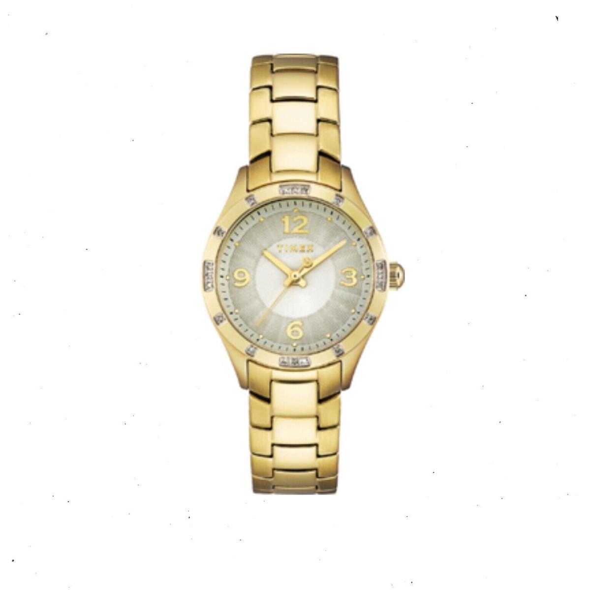 Timex T2M05 Women`s Gold Watch with 20 Diamonds