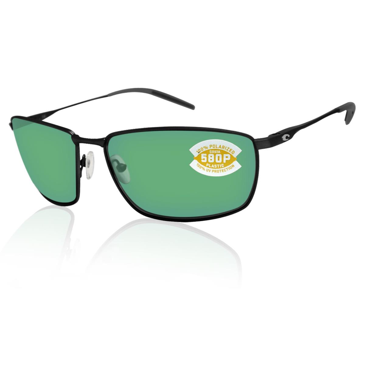 Costa Del Mar Turret Matte Black Frame Green Mirror 580 Plastic Polarized Lens