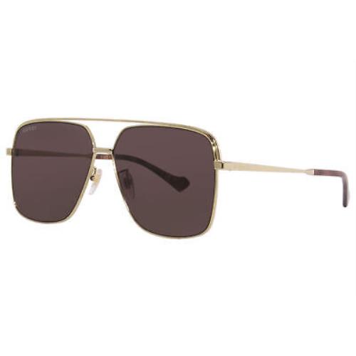 Gucci GG1099SA 003 Sunglasses Men`s Gold/brown Lenses Pilot 61mm