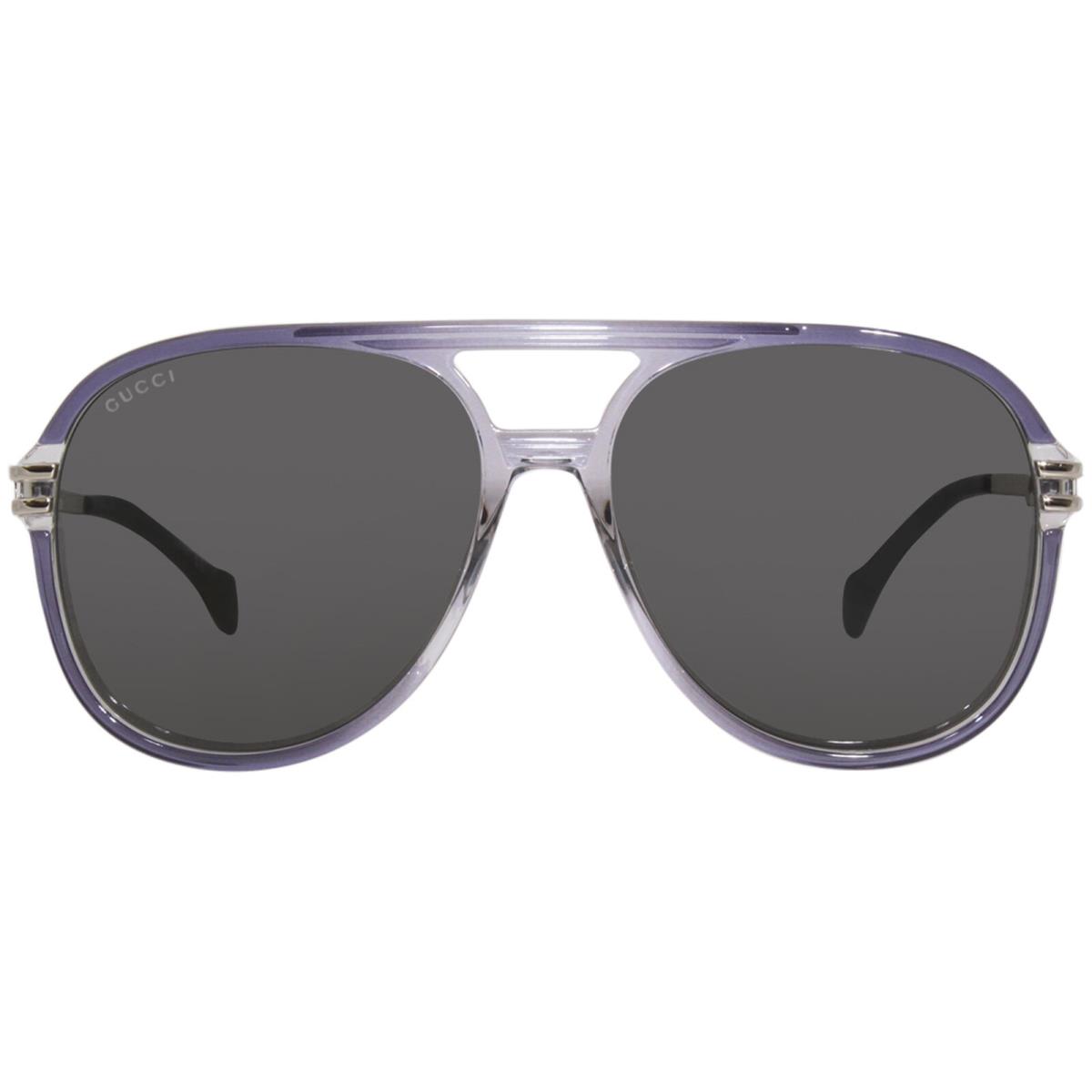 Gucci GG1104S 001 Sunglasses Men`s Grey/silver/grey Lenses Pilot 61-mm
