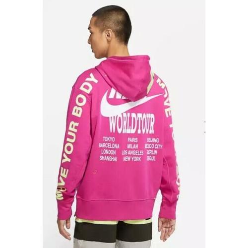Nike World Tour Sweatshirt Mens Extra Large Pink Sweater Glow in Dark DA0931
