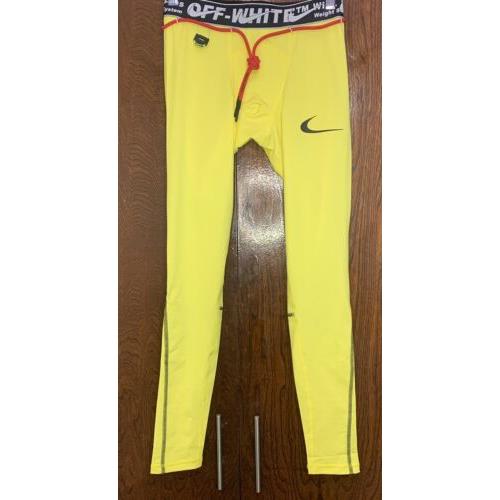Nike x Off-white Pro Tights Opti Yellow Comfort CN5532-731 Mens Size S Rare