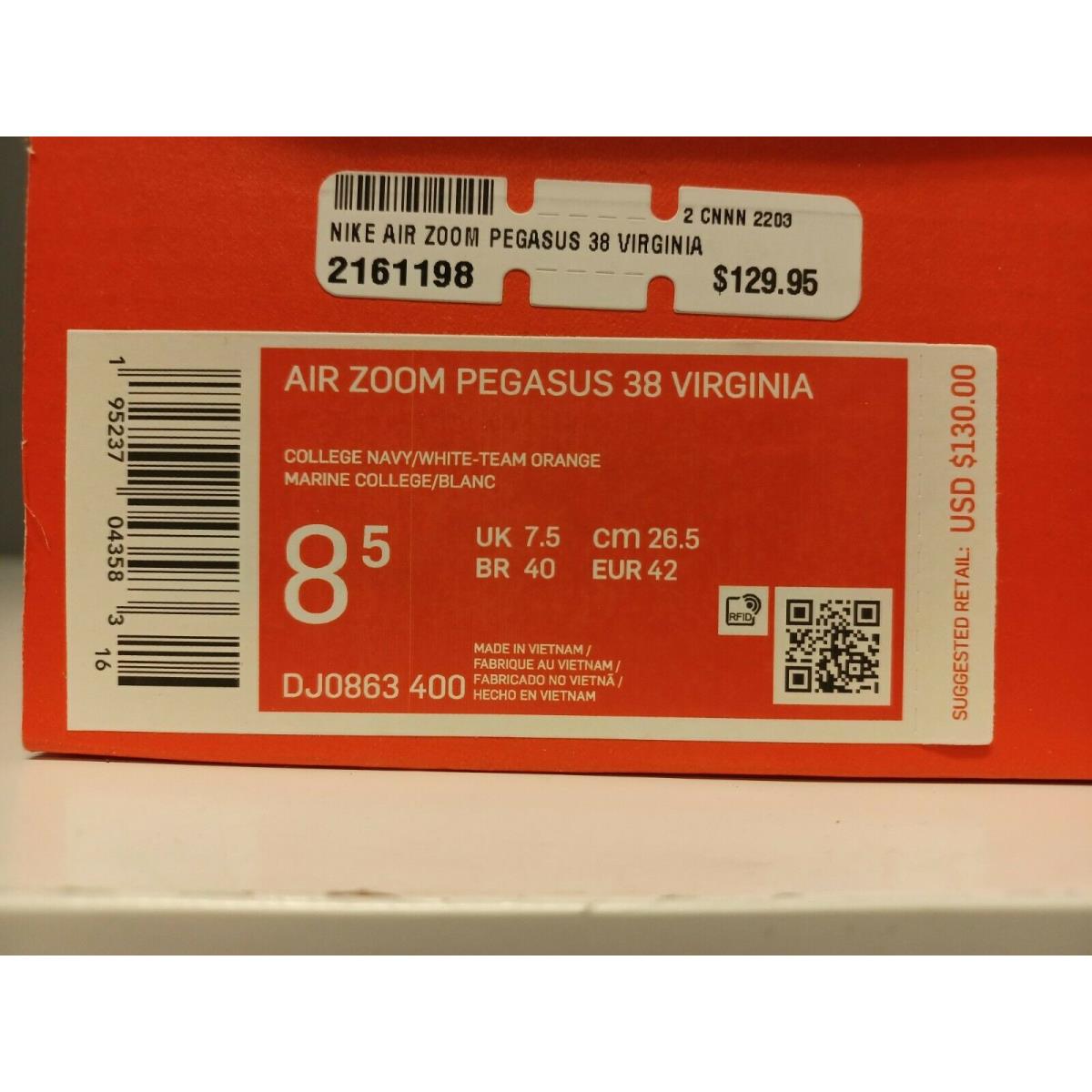 Nike shoes Air Zoom Pegasus - Blue , College Navy/White/Team Orange Manufacturer 8