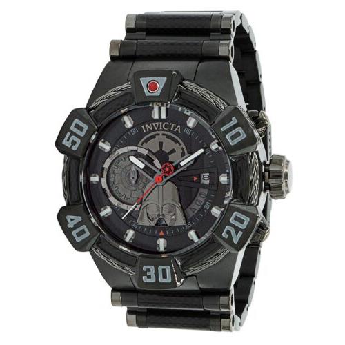 Invicta Star Wars Darth Vader Men`s 52mm Limited Carbon Fiber Chrono Watch 37682 - Black Dial, Black Band, Black Bezel