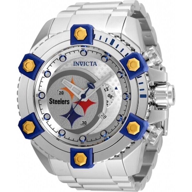 Invicta Nfl Pittsburgh Steelers 35513 Men`s High Polished Watch 56mm