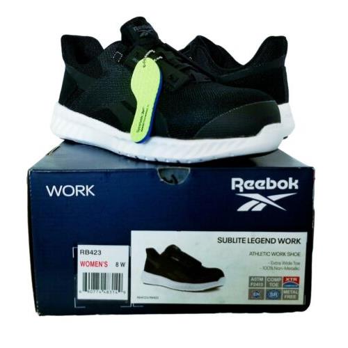 Reebok Work RB423 Womens Sublite Athletic Work Shoe 8Wide Black White