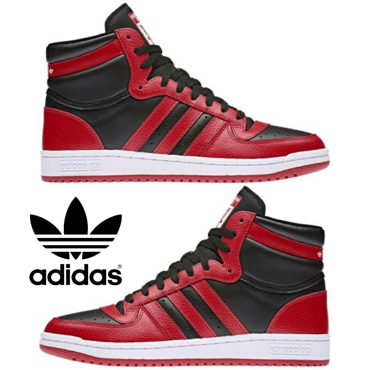 Adidas Originals Top Ten Hi Men`s Sneakers Comfort Casual Shoes Black Red
